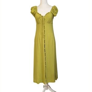 Primark Sweetheart Neckline Button Down Linen Blend Ruffle Fairy Coquette Pixi